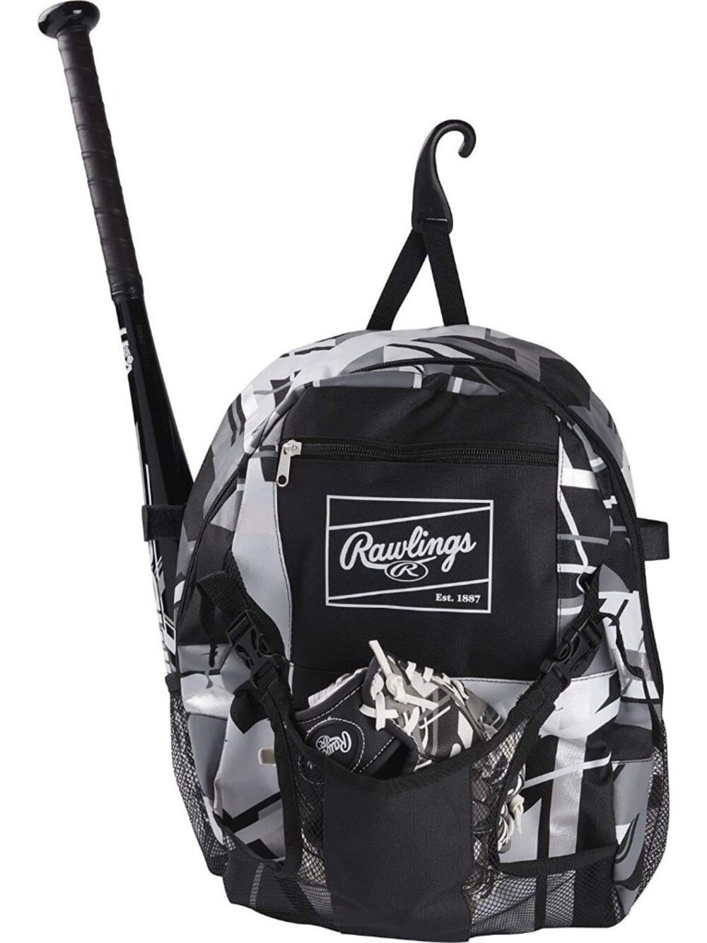 Rawlings Backpack Equipment Bag | T-Ball & Youth Baseball / Softball | Black